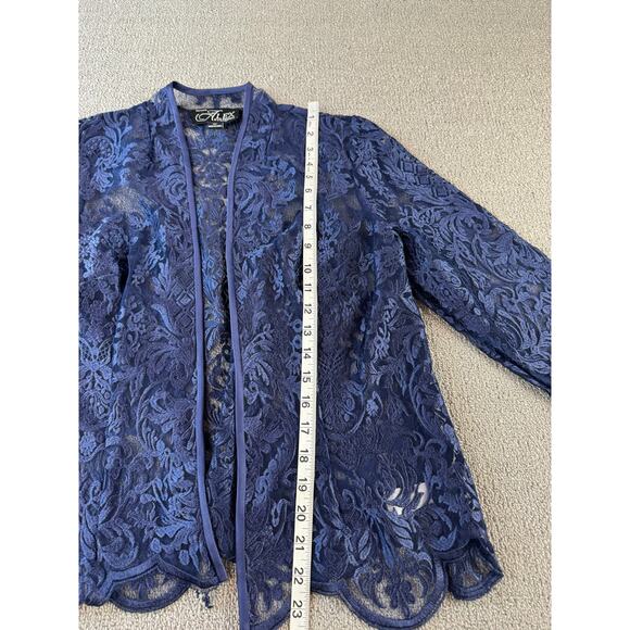 NWT Alex Evenings Formal Dress and Jacket Set Gown Lace Navy Size 6 Petite - Picture 12 of 14